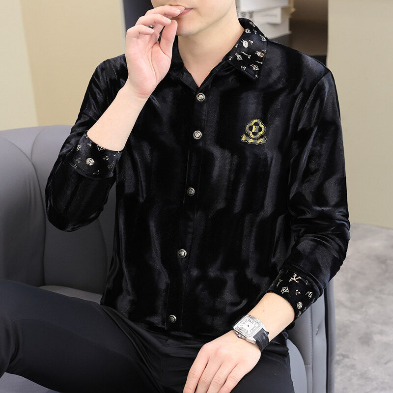 Men's Velvet Luminous Long Sleeve Shirt