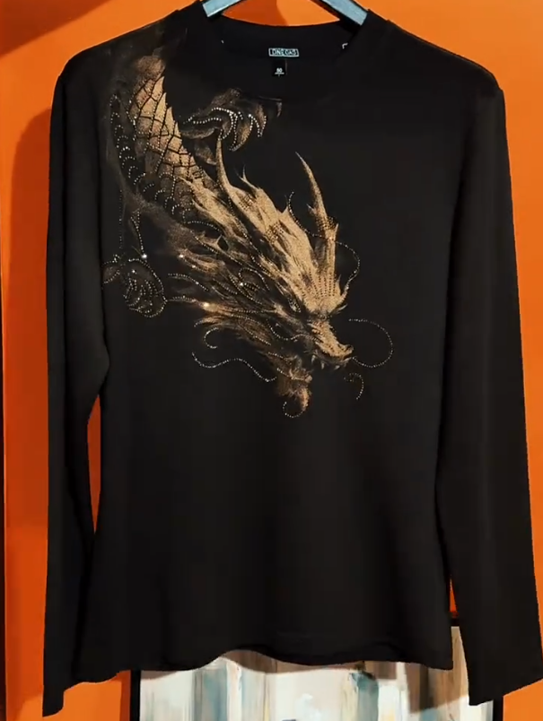 Men's Glitter Dragon Long Sleeved T-shirt