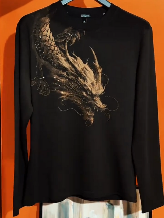 Men's Glitter Dragon Long Sleeved T-shirt