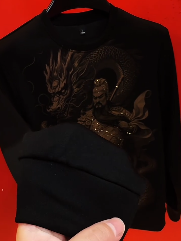 Men's Flash Film Fierce Male Flying Dragon Long Sleeve T Sleeve