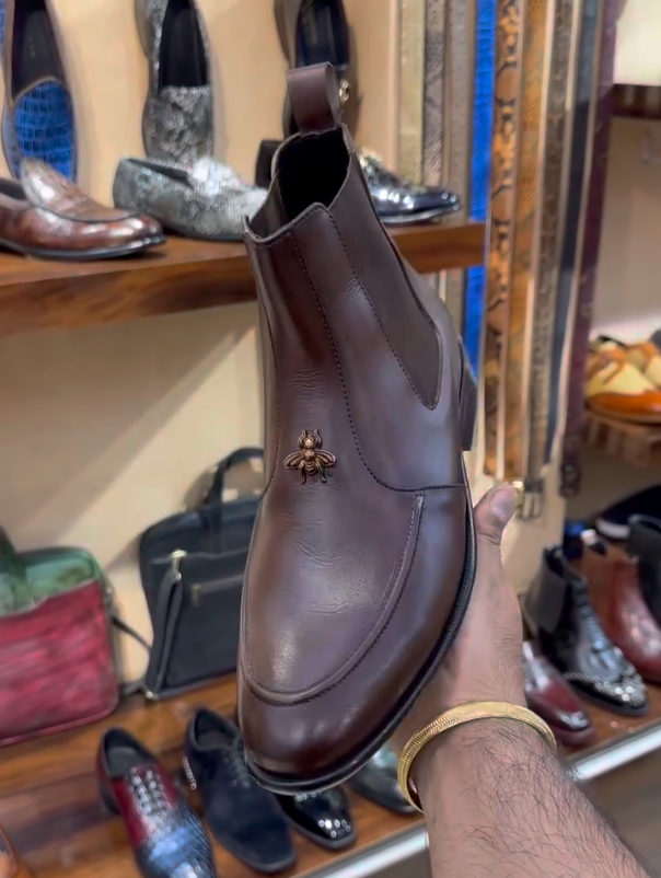 Men's Shiny Bee Metal Chelsea