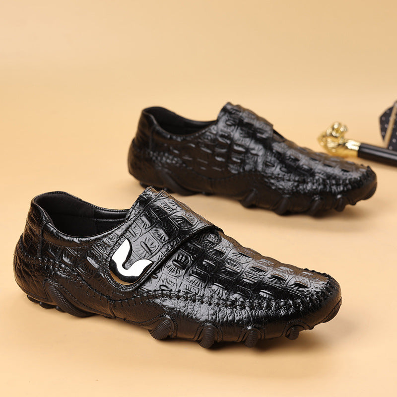 Men's Shiny Crocodile Leather Lightweight Casual Shoes