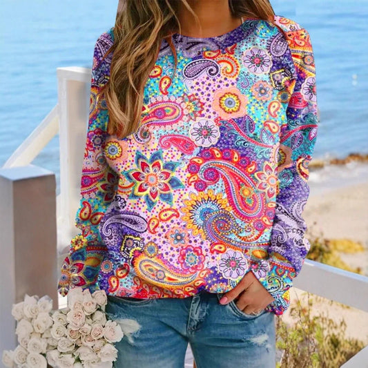 Colorful Printed Pullover Hoodie