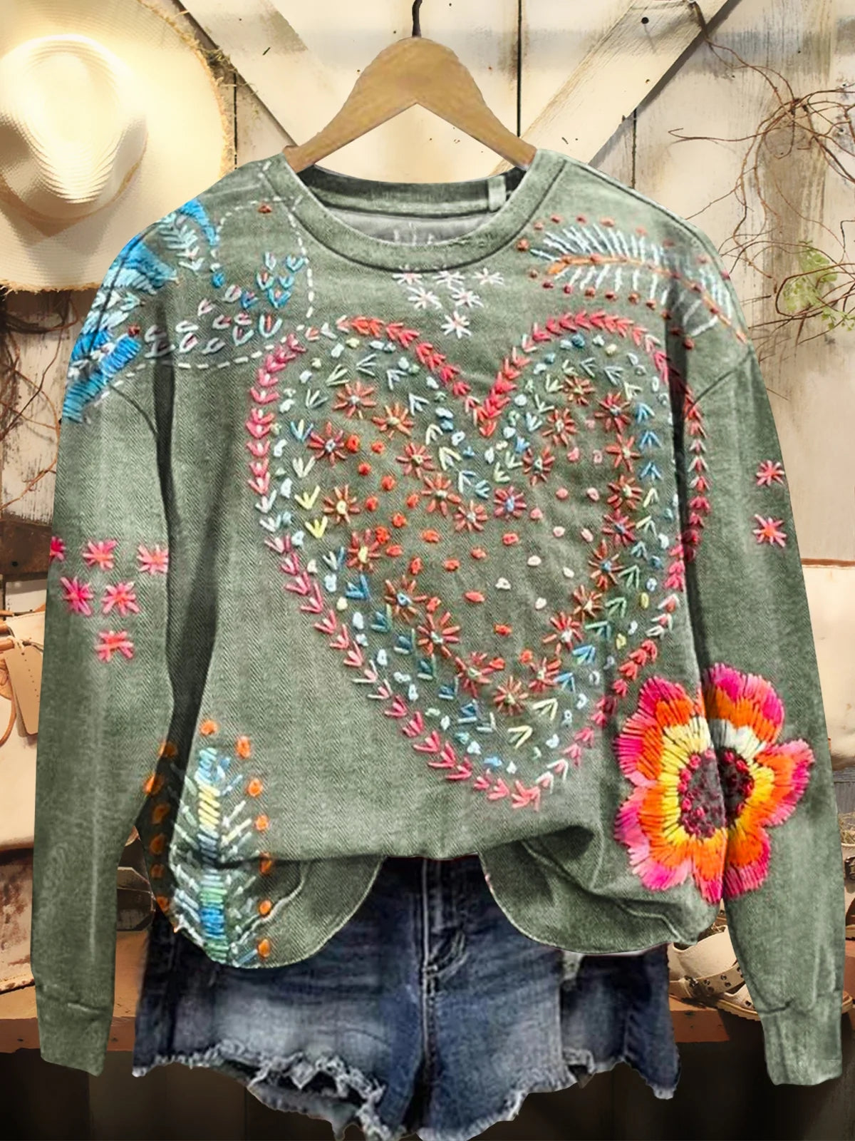Women's Hippie Art Print Casual Cotton And Linen Shirt