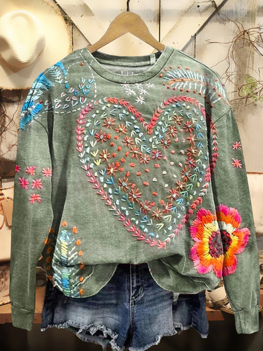 Women's Hippie Art Print Casual Cotton And Linen Shirt