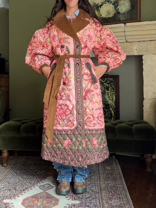 Flower Print Long Windbreaker Jacket