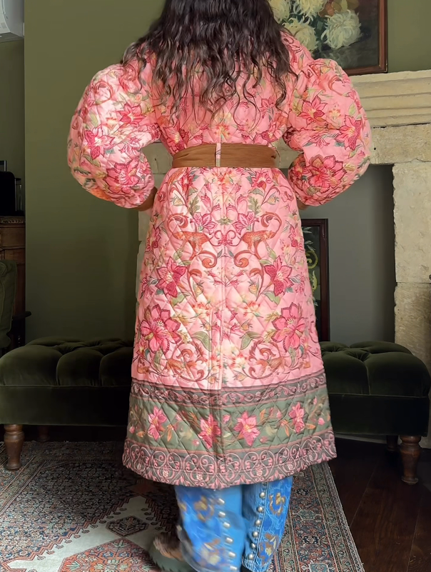 Flower Print Long Windbreaker Jacket