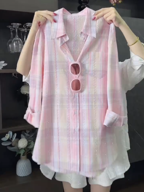 Fine Sparkling Casual Checkered Long Sleeved Shirt