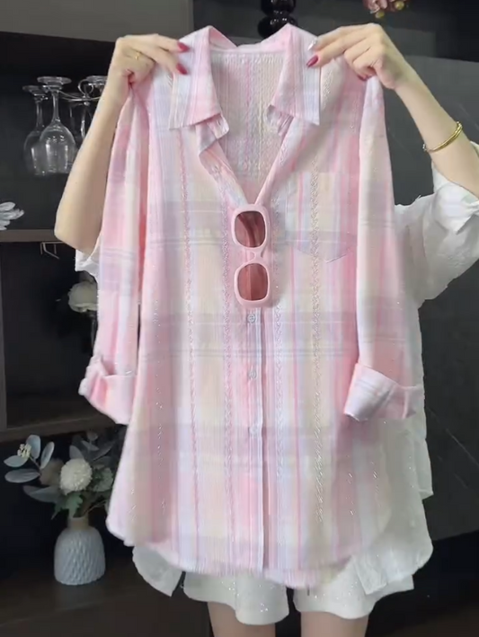 Fine Sparkling Casual Checkered Long Sleeved Shirt