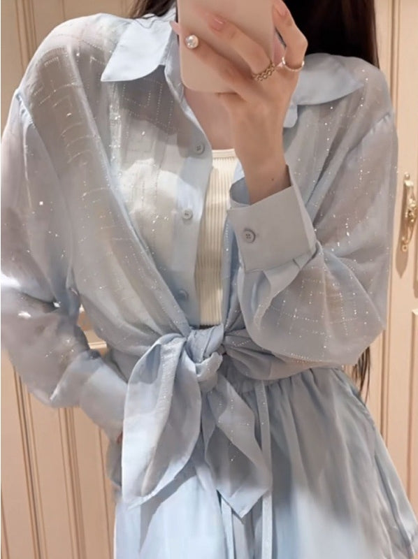 High End Rhinestone Long Sleeved Shirt