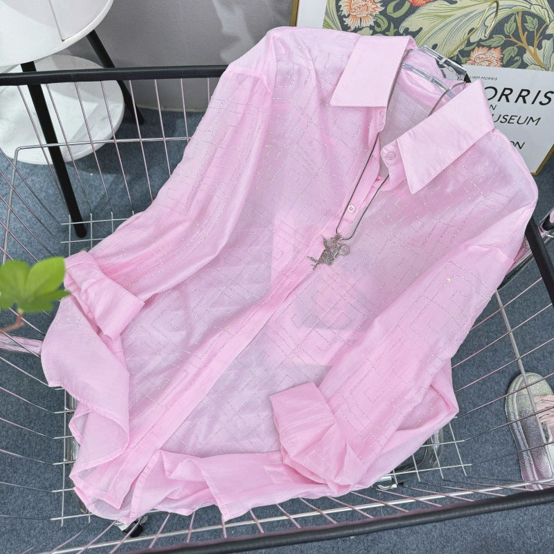High End Rhinestone Long Sleeved Shirt