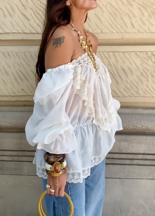 Lace Ruffle Off-Shoulder Top