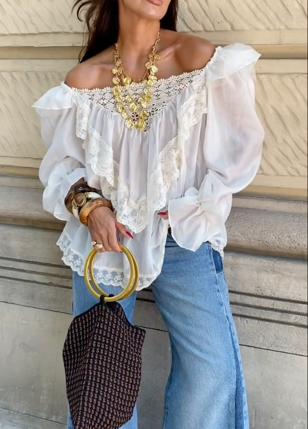 Lace Ruffle Off-Shoulder Top