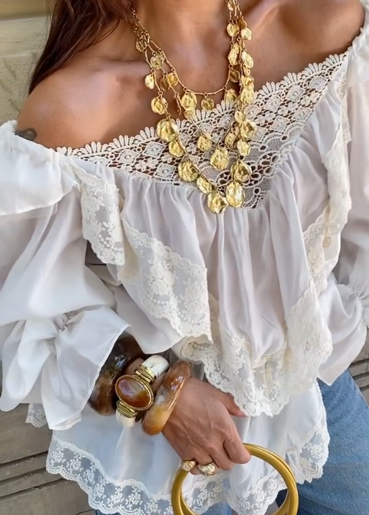 Lace Ruffle Off-Shoulder Top