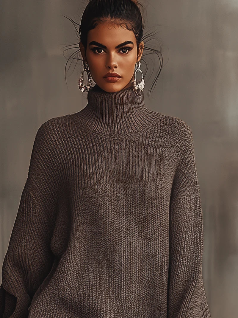 Cozy Lace Hem Sweater Dress
