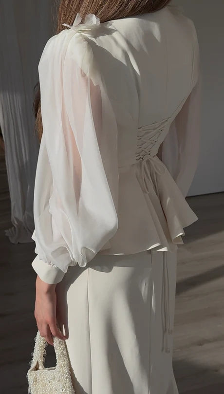 Elegant Ivory Floral Suit Set