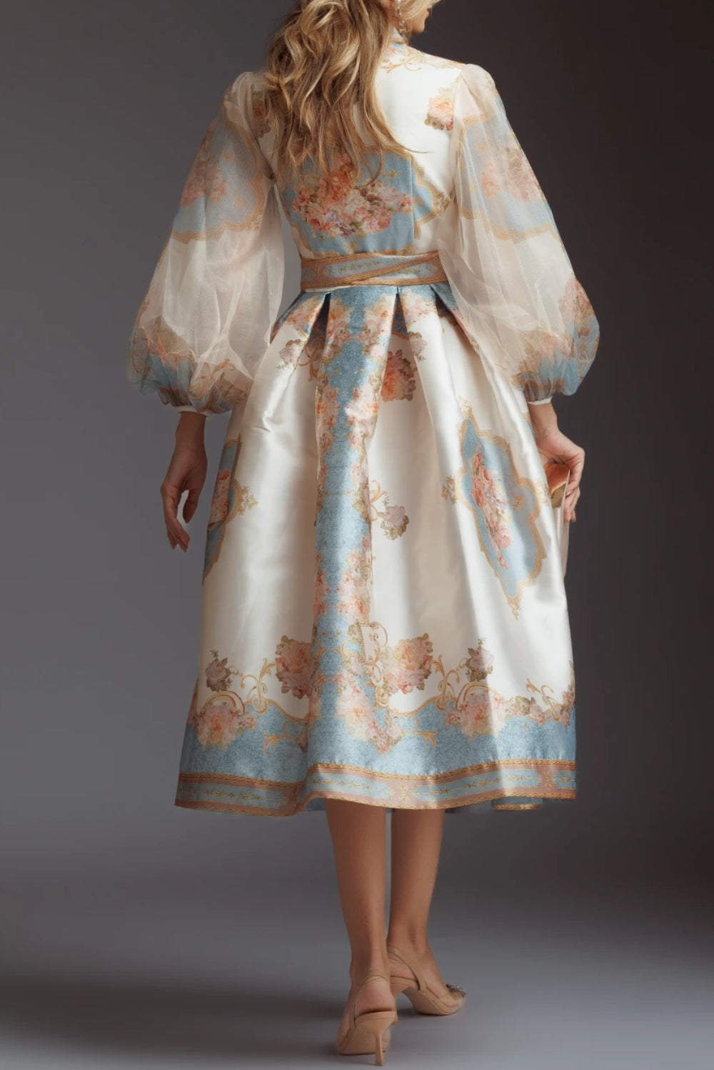 Floral Kimono-Inspired Midi Dress