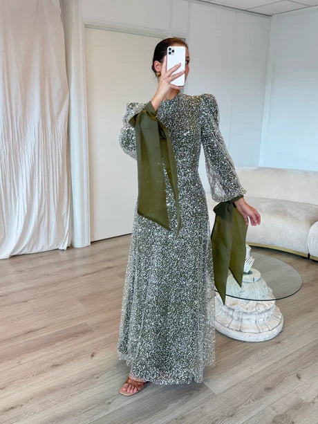 Sparkle Maxi Dress With Bow Detail