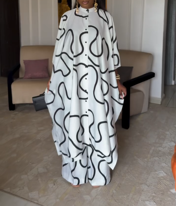 Abstract Line Maxi Dress