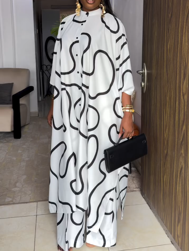 Abstract Line Maxi Dress