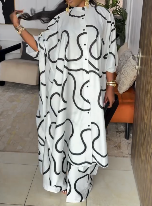 Abstract Line Maxi Dress