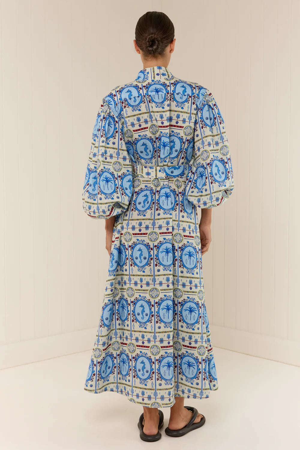 Seahorse Print Maxi Shirt Dress