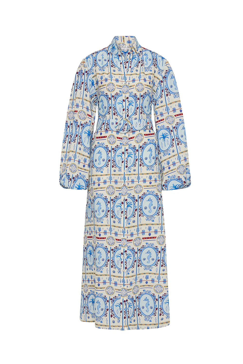 Seahorse Print Maxi Shirt Dress