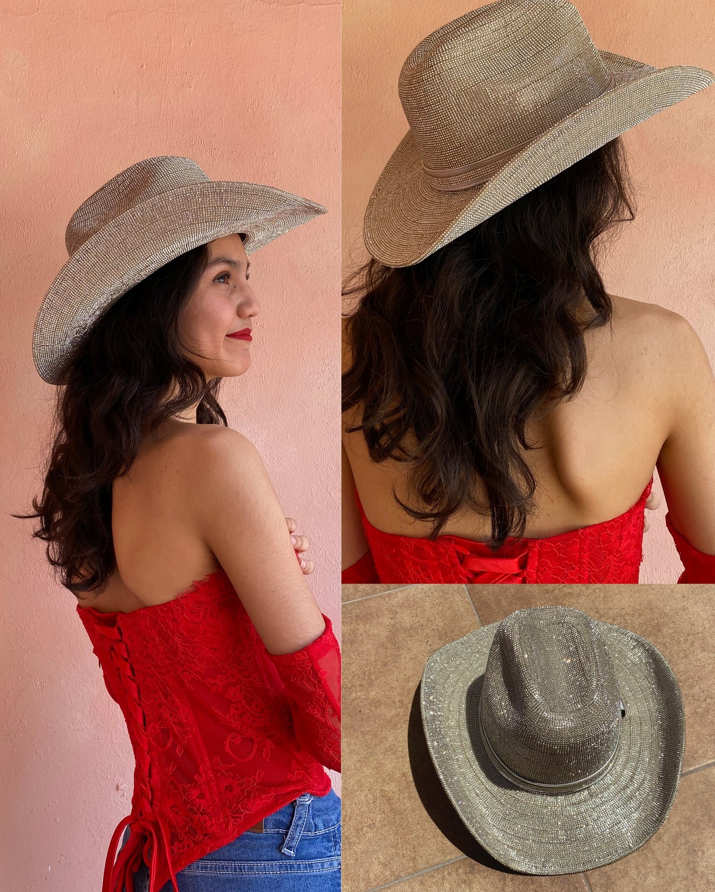 Glitter Straw Cowboy Hat