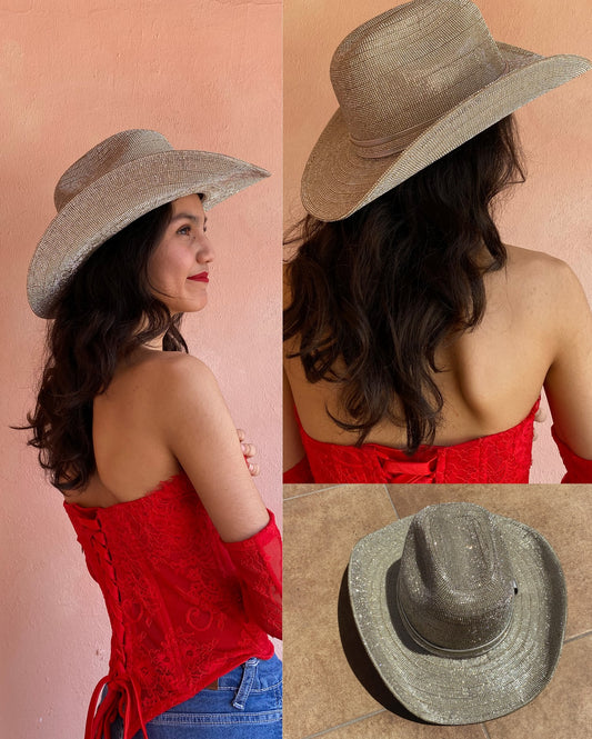 Glitter Straw Cowboy Hat