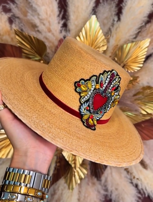 Hamsa Hand Embroidered Straw Hat