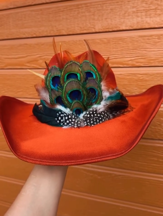 Peacock Feather Velvet Hat