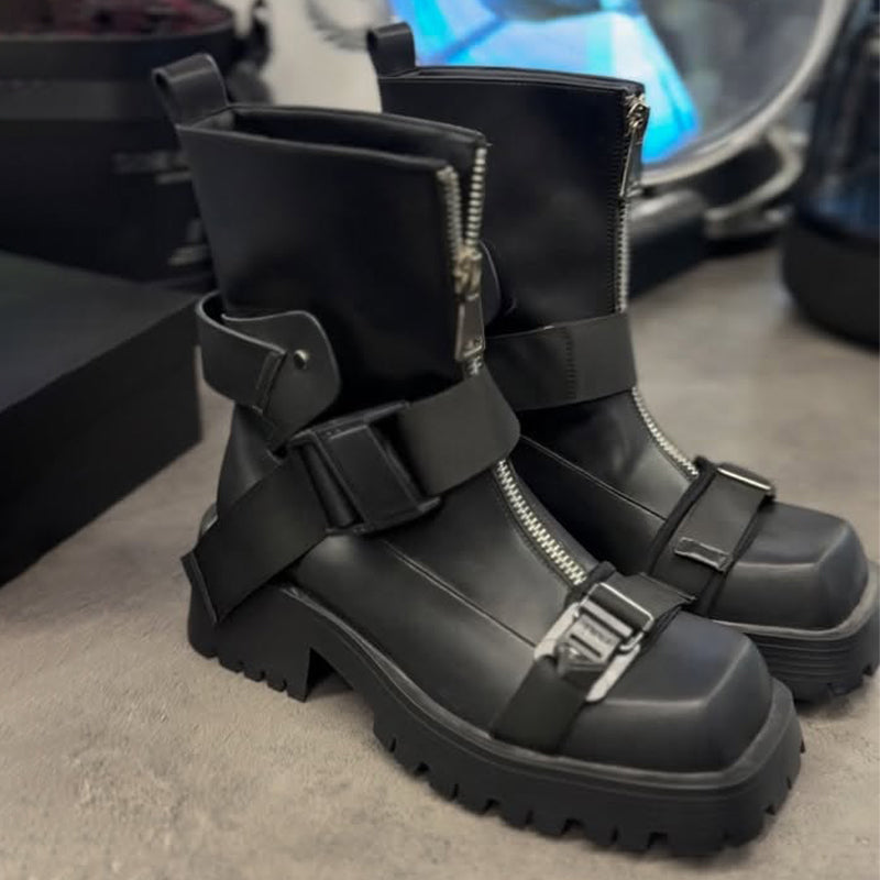 Woman's Buckle Straps Platform Boots
