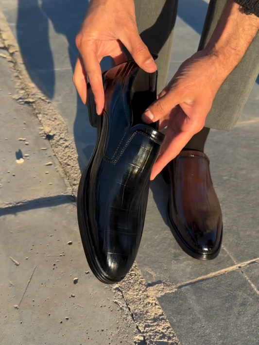 Luxe Croc-Embossed Loafers