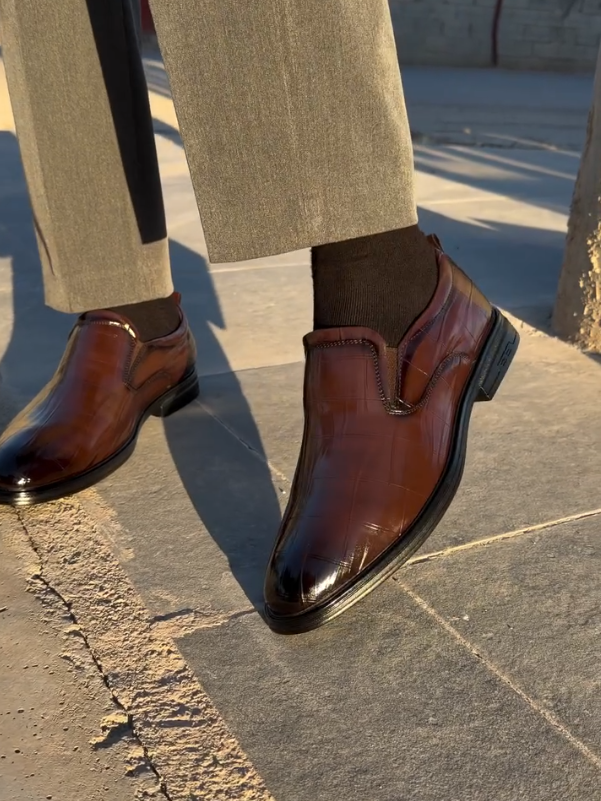 Luxe Croc-Embossed Loafers