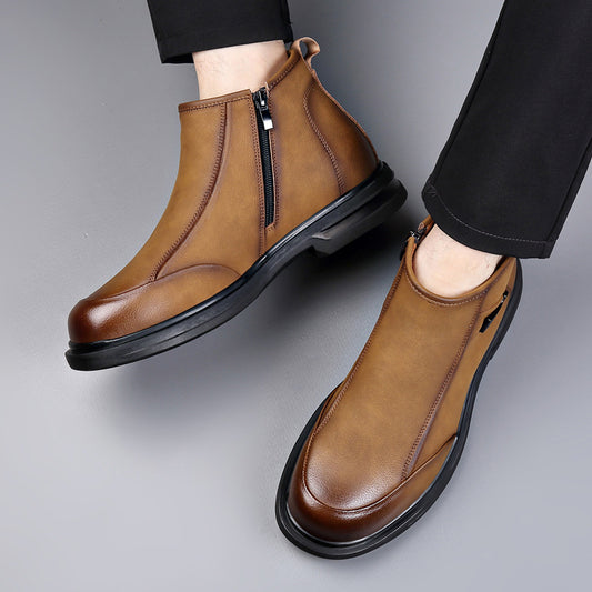 Leather Zip-Ankle Boots