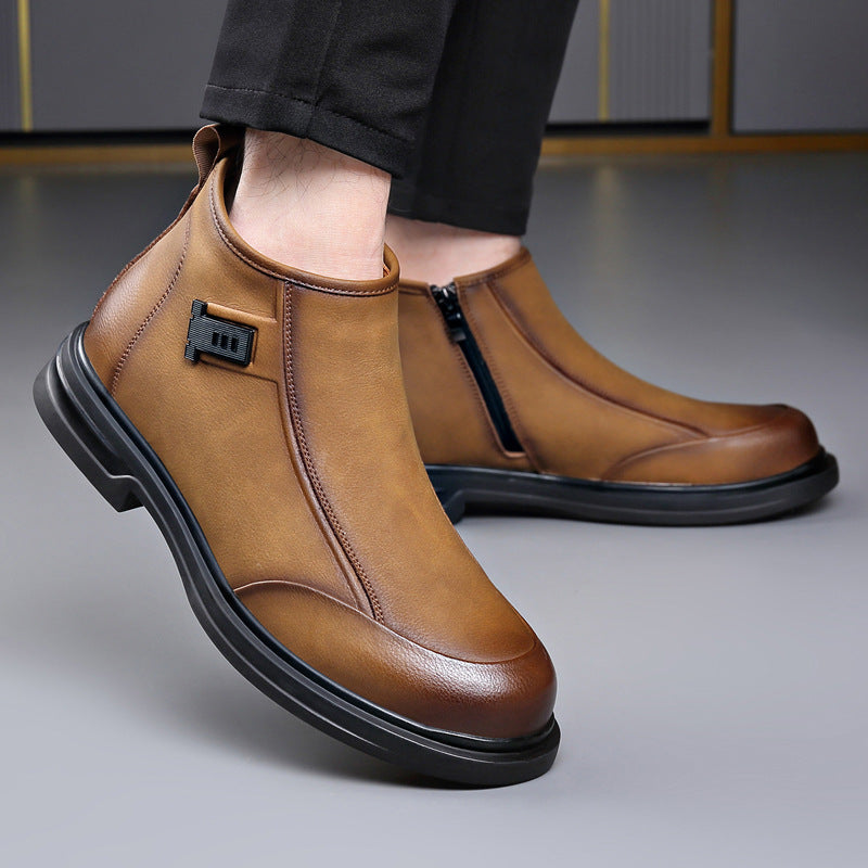 Leather Zip-Ankle Boots