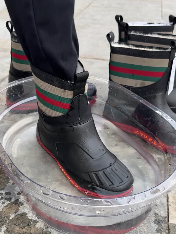 Stripe-Trim Rubber Boots