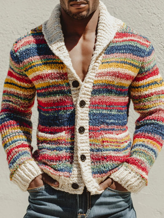 Rainbow Stripe Knit Cardigan