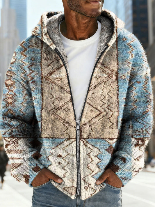 Tribal Pattern Knit Hoodie