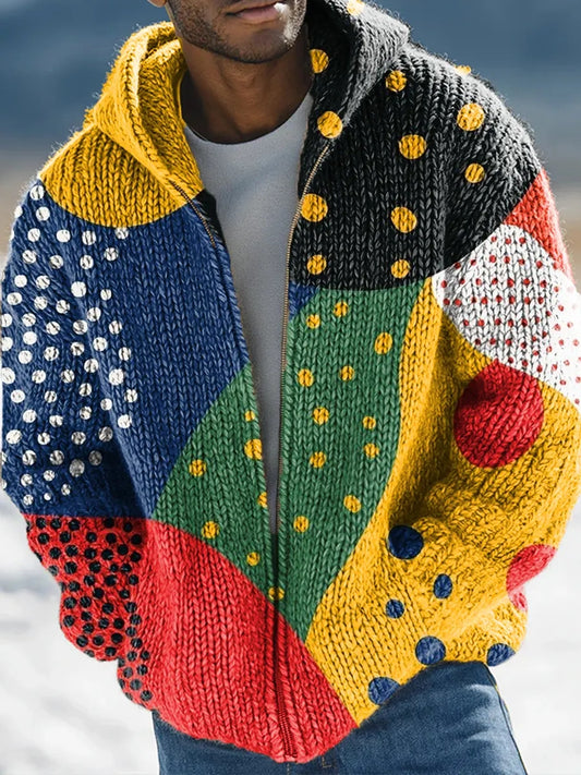 Patchwork Polka Knit Jacket