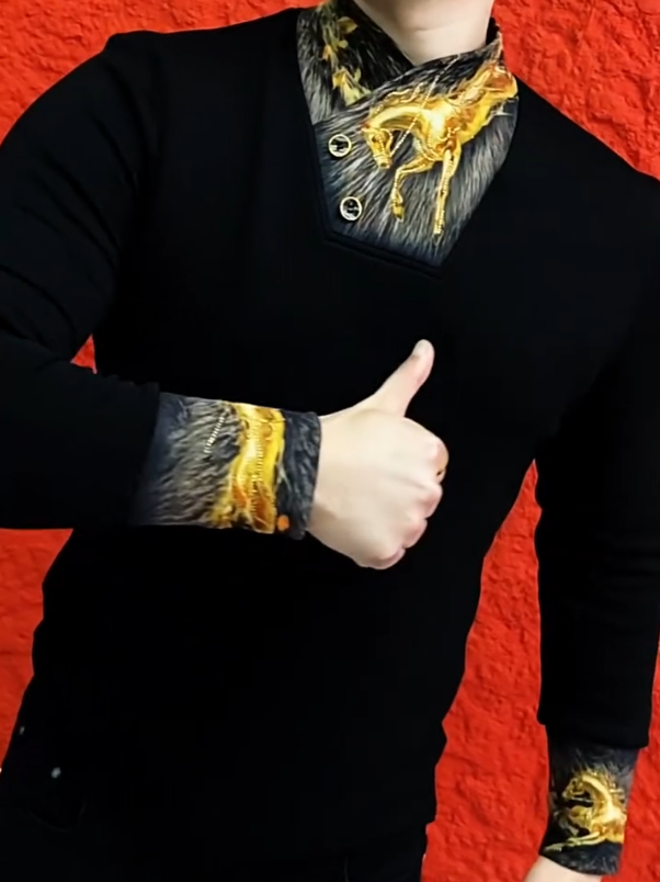 Golden Horse Print Statement Sweater