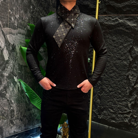 Starlight Sequin Tuxedo Shirt