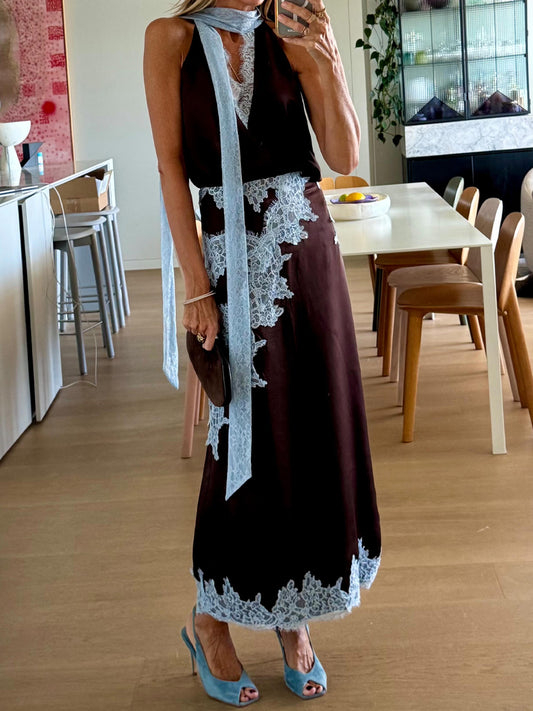 Lace Patchwork Two Pieces Dress