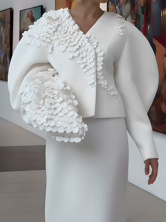 Petal Embellished Jacket & Skirts