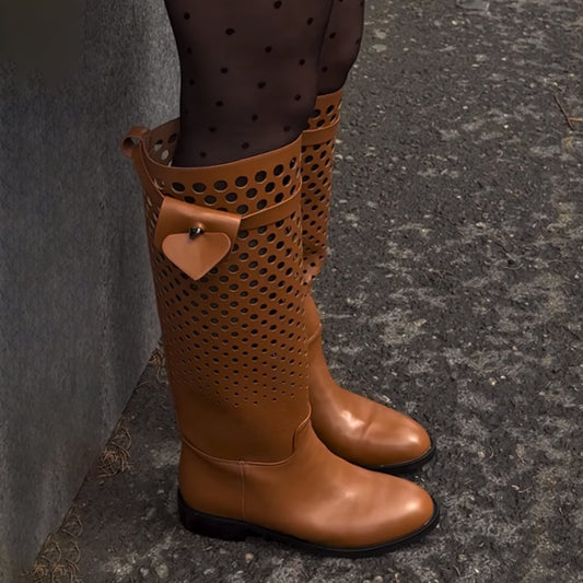 Cutout Flat Knights Boots