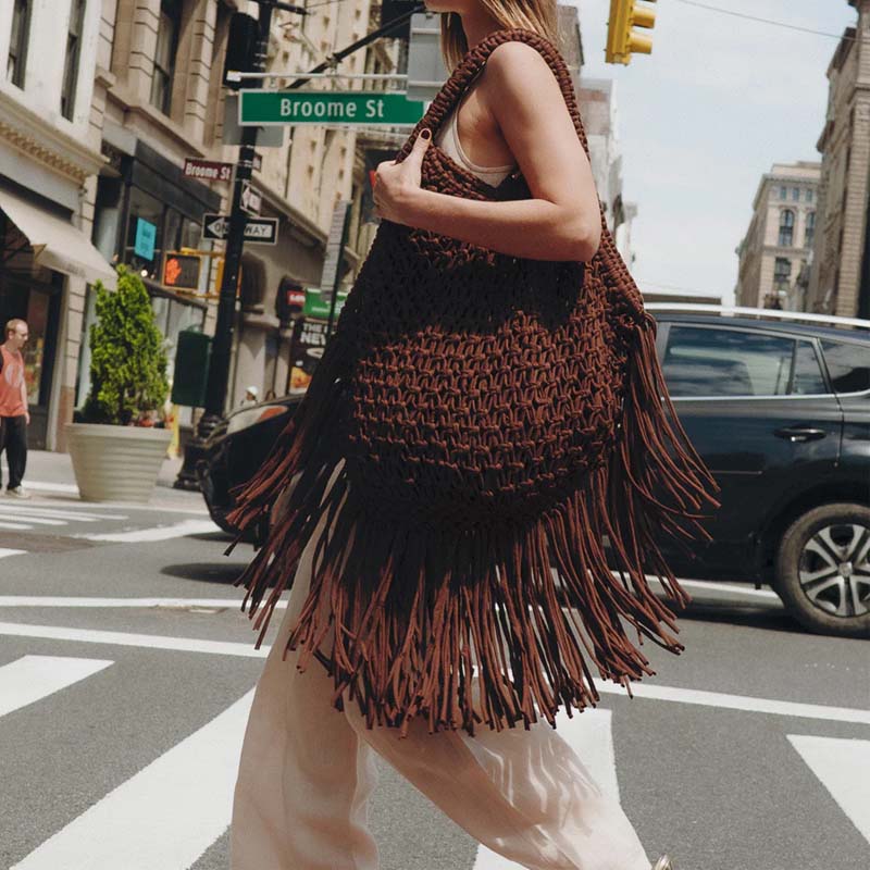 Knitted Woven Tasser Bag