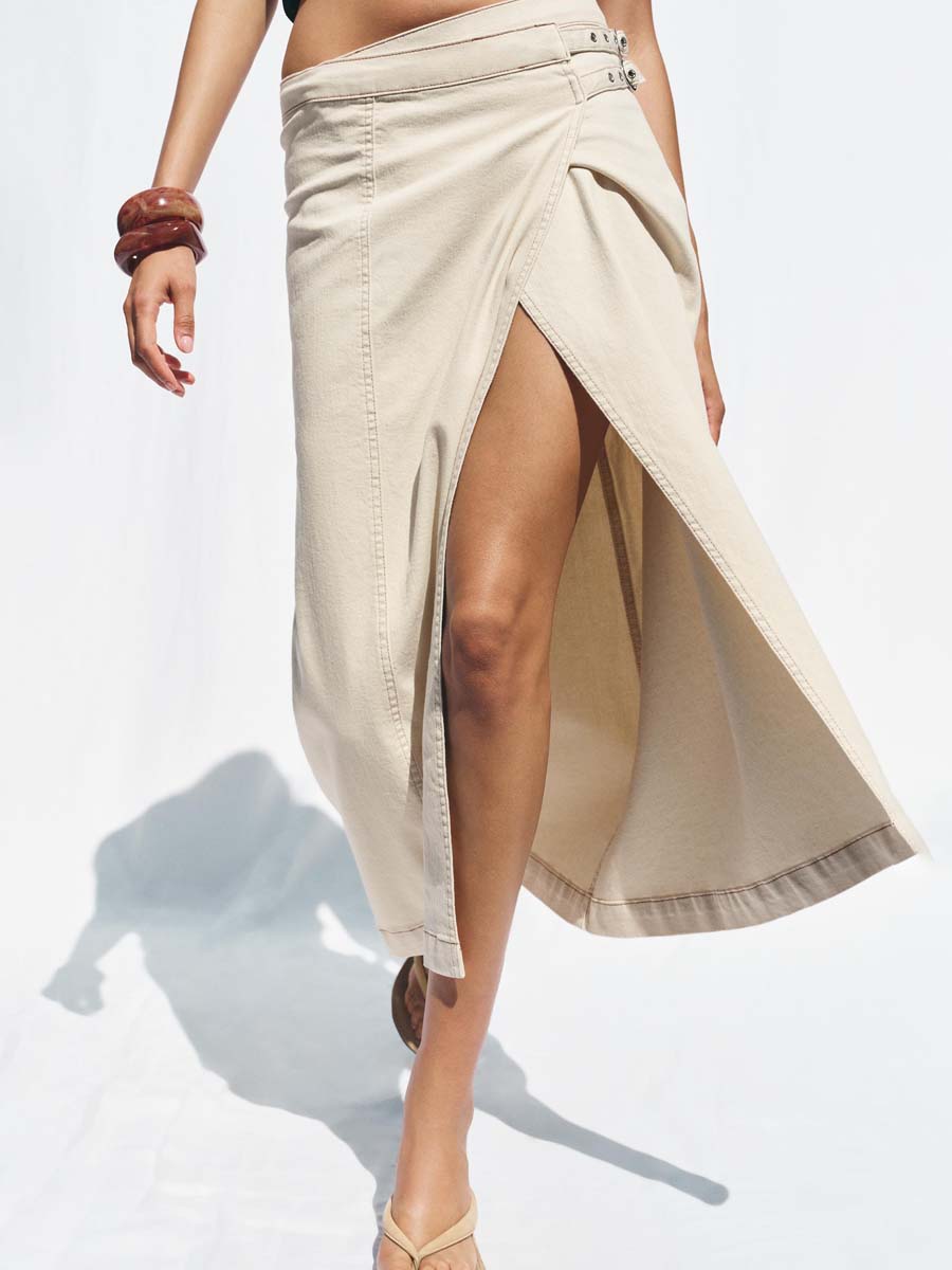 High Waist Wrapped A- Line Skirt