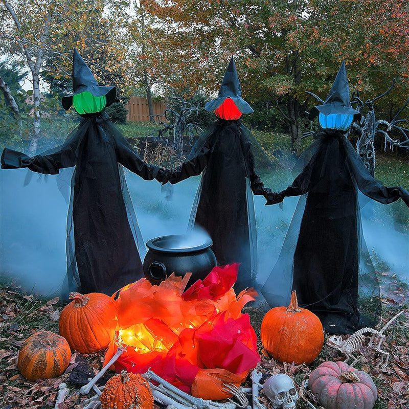 Glowing Three Holding Witch Halloween Decoration Props