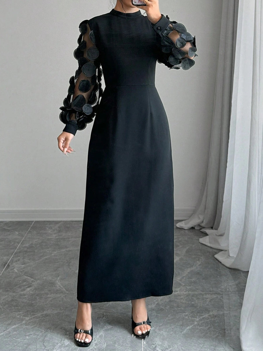 Elegant Stand Collar Hollowed Out Dress