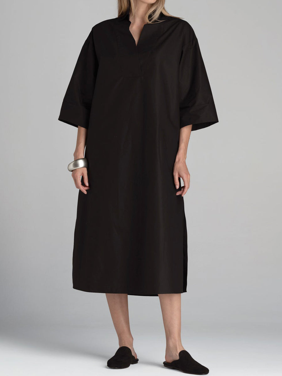 Loose Slit Hem Maxi Shirtdress